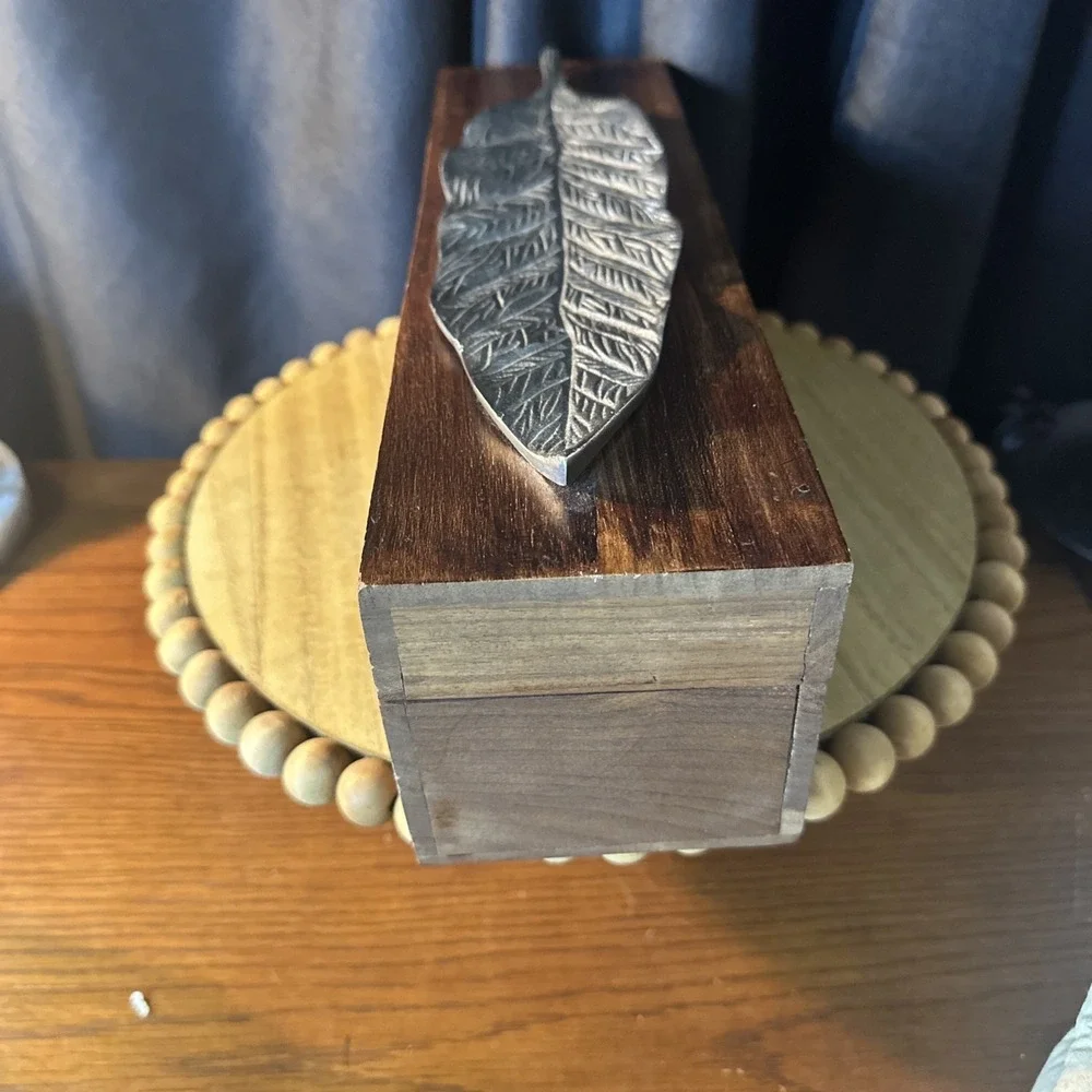 Fireplace Mantle Match Box With Silver Leaf | Tall Long Matches/OR Dark Finish